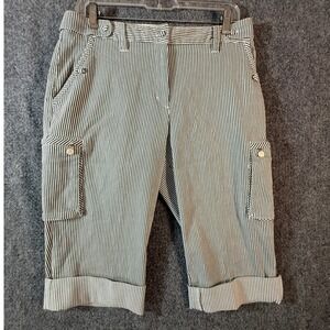Lily's of Beverly Hills Striped Cargo Capri Pants Womens Size‎ 8 Golf Casual